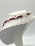 Deep Red and White Beaded Necklace