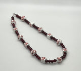 Deep Red and White Beaded Necklace