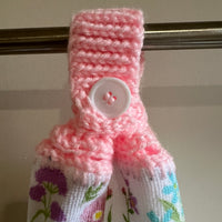 Crochet Kitchen Towel with Spring Flowers