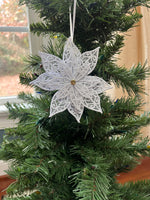 Embroidered Pointsettia Ornaments