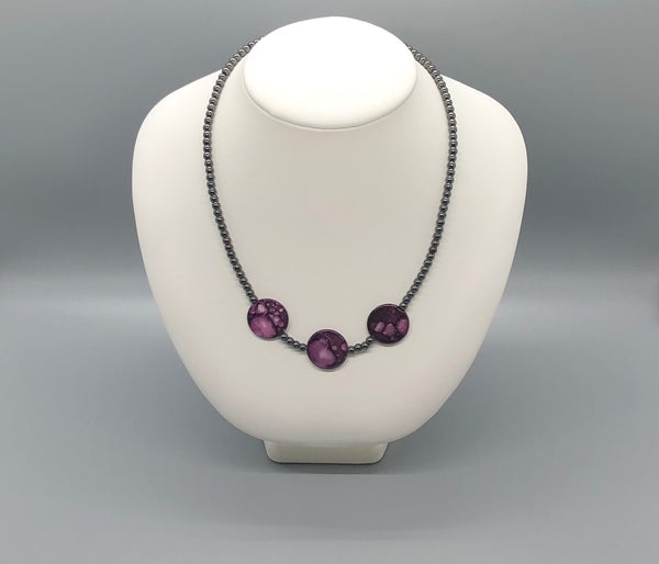 Purple and Black Hematite Necklace-KMW Creations