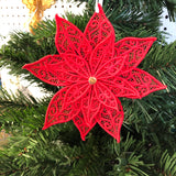 Embroidered Pointsettia Ornaments