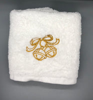 Embroidered Holiday Bells Hand Towel