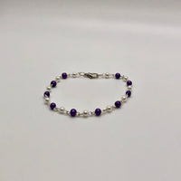 Purple and White Glass Pearl Bracelet