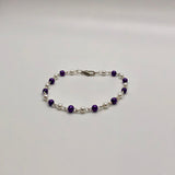 Purple and White Glass Pearl Bracelet