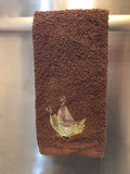 Brown Hand Towel with Butterfly