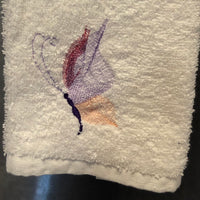 White Hand Towel with Butterfly