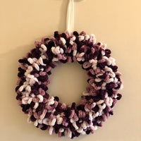 Purple and Cream Loop Yarn Round Wreath