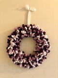 Purple and Cream Loop Yarn Round Wreath