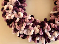 Purple and Cream Loop Yarn Round Wreath