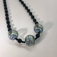 Black Blown Glass Beaded Necklace