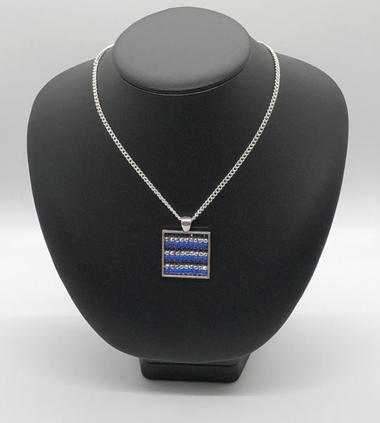 Blue and Silver Diamond Pendant Necklace