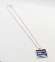 Blue and Silver Diamond Pendant Necklace